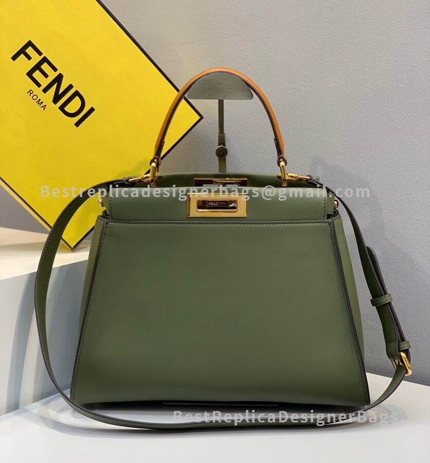 Fendi Peekaboo Iconic Medium Green Leather Bag 2109M